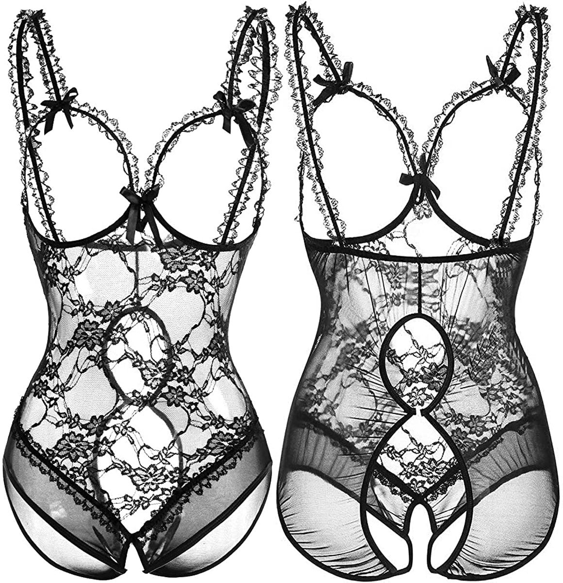 Ladies See-through Lace Sexy One-piece Underwear Set