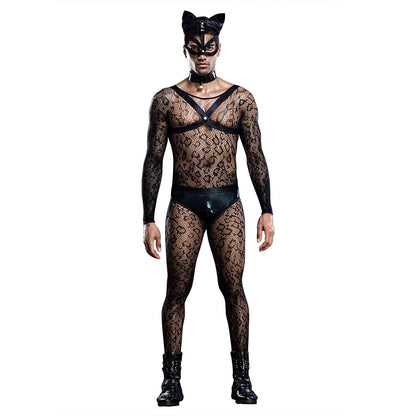Cat Male Sexy Uniform See-through Sexy One-piece Net