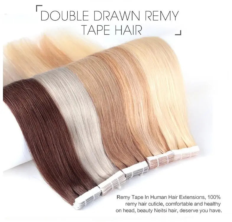 European Straight Tape-in Hair - Brown
