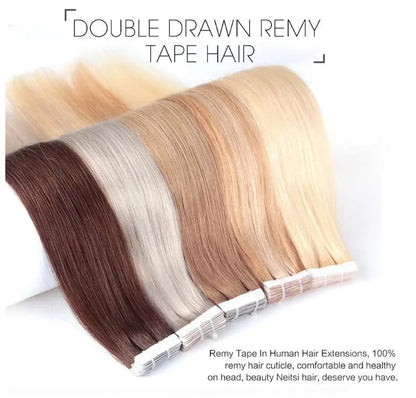 European Straight Tape-in Hair - Brown
