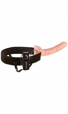 10in Vibrating Hollow Strap On - Beige