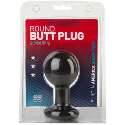 Round Butt Plug Medium Black