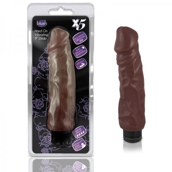 X5 Realistic Hard On 9 inches Vibrating Dildo - Brown