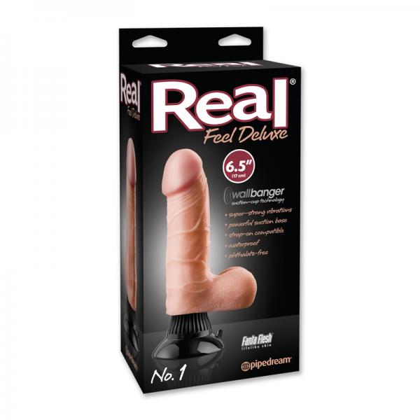 Real Feel Deluxe No 1 6.5 Inches Beige Vibrating Dildo