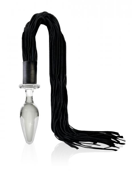 Icicles No 49 Clear Butt Plug Black Flogger