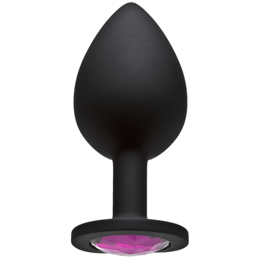 Booty Bling Large Butt Plug Black Pink Stone