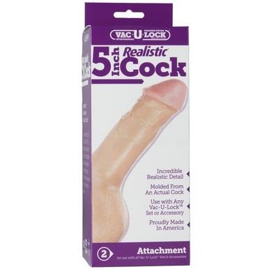 Vac-U-Lock 5 Inch Realistic Dong Beige