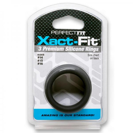 Perfect Fit Xact-fit Silicone Rings S-m (#14, #15, #16) Black