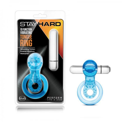 Stay Hard 10 Function Vibrating Tongue Ring Blue