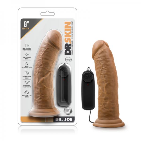 Dr. Skin - Dr. Joe - 8in Vibrating Cock With Suction Cup - Mocha
