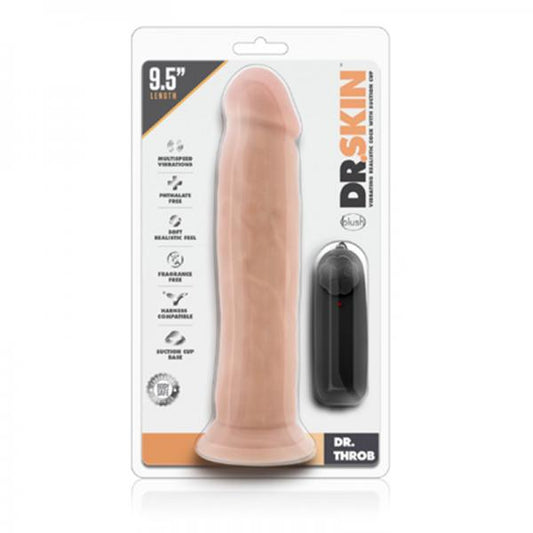 Dr. Skin - Dr. Throb - 9.5in Vibrating Realistic Cock With Suction Cup - Vanilla