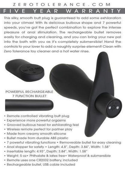 Booty Bounce Black Vibrating Butt Plug