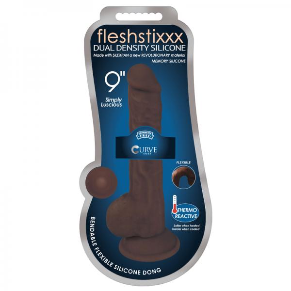 Fleshstixxx 9in Silicone Dildo With Balls Chocolate